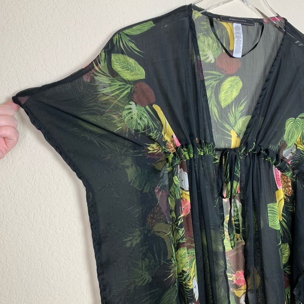 1BCBGMAXAZRIA Fruit Print Maxi Duster Kimono XS/S